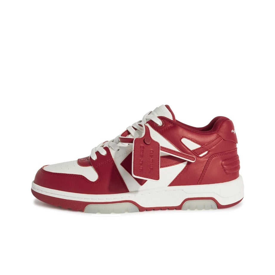 OFF-WHITE Out Of Office OOO Low Tops Burgundy White