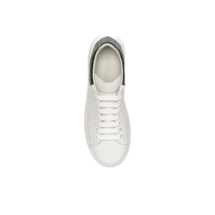ALEXANDER MCQUEEN OVERSIZED WHITE FOREST GREEN EMBOSSED CROCO